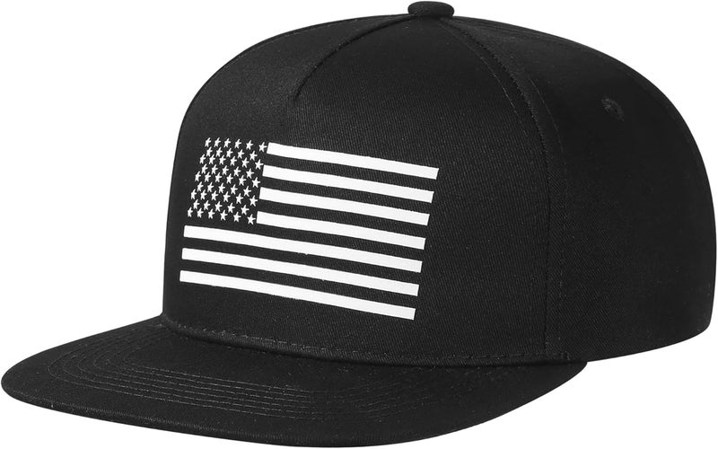UALON Baseball Cap, Snapback Trucker Hat for Men & Women with American Flag and Adjustable, Breathable Mesh, Flat Bill Hats - Image 1